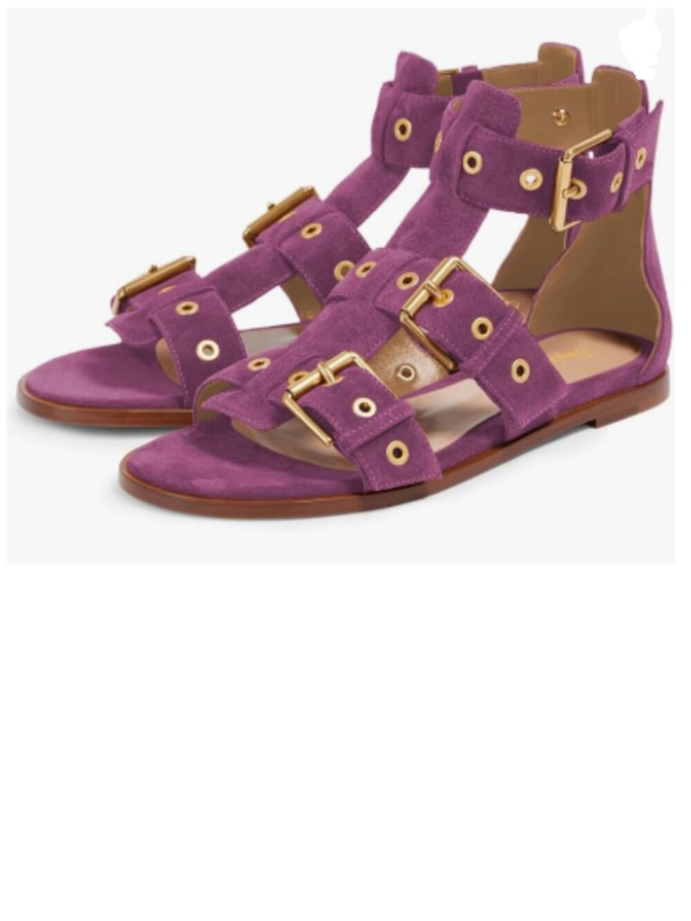 Purple Women Strappy Gladiator Flat Sandals Round Toe Multi Buckle Strap Flats